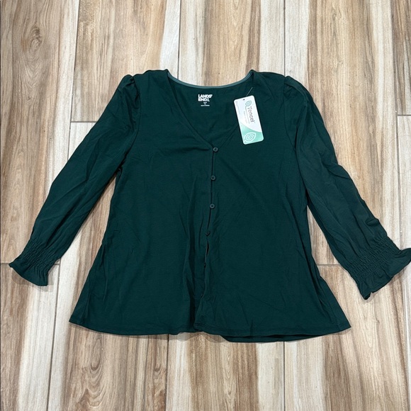 Lands' End Dark Green Blouse - Picture 1 of 6